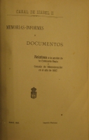 Portada de libro Canal de Isabel II, Memorias, Informes y documentos Relativos  La...