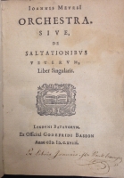 Portada de libro Orchestra. Sive, de Saltationibus Veterum, Liber Singularis