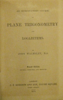 Portada de libro An Introductory Course of Plane Trigonometry and Logarithms