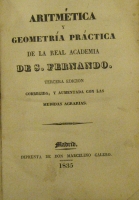 Portada de libro Aritmética y Geometría práctica de la Real Academia de S. Fernando