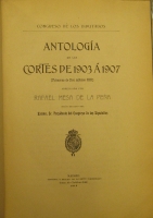 Portada de libro Antología De Las Cortes De 1903 a 1907. Primeras De D. Alfonso XIII