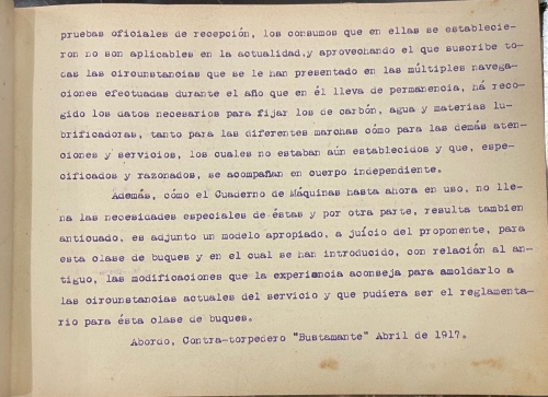 Portada de Memoria sobre las maquinas del contra-torpedero Bustamante - Francisco Blanco y Espinosa. 
