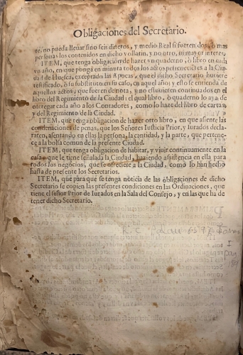 Portada de Ordinaciones del Regimiento y Govierno de la Ciudad de Huesca - Juan Bautista Alegre
