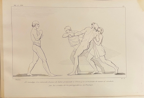 Portada de Obras Completas De Flaxman, Grabadas al Contorno Por D. Joaquin Pi y Margall. Contiene: La Iliada, La Odisea, Tragedias De Esquilo, Los Dias y La Teogonia De Hesiodo, La Divina Comedia,: El Infierno De Dante, El Purgatorio, El Paraiso. Varias - John Flaxman