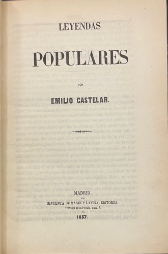 Portada de Leyendas Populares: La Hermana De la Caridad - Emilio Castelar