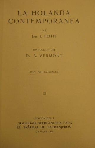 Portada de La Holanda Contemporanea - J. Feith, traduccion A. Vermont