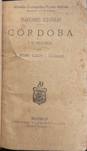 Portada de C�rdoba y Su Provincia - Antonio Alcalde y Valladares