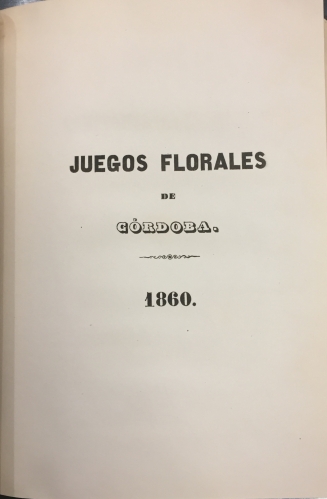 Portada de Juegos Florales de C�rdoba, 1859, 1860, 1865.