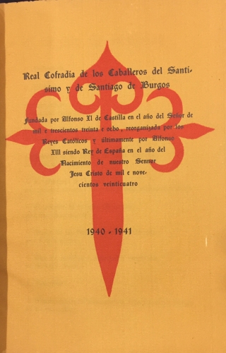 Portada de Folleto-Escalaf�n de los Caballeros del Sant�simo y de Santiago de Burgos. A�o 1940