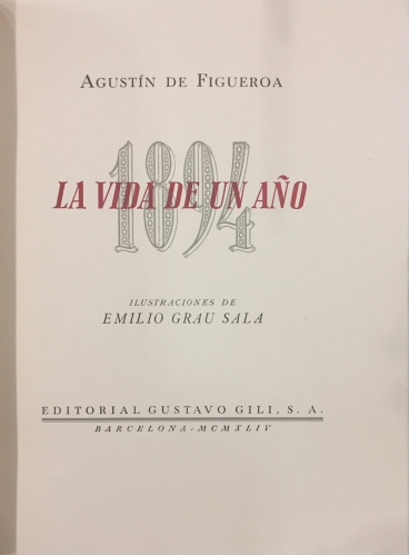 Portada de La Vida de un A�o. 1894 - Agust�n de Figueroa
