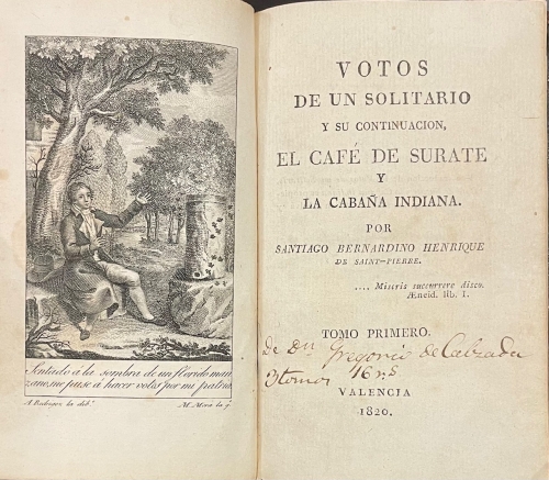 Portada de Votos de un Solitario y su continuaci�n, El Caf� de Surate y La Caba�a Indiana - Santiago Bernardino Henriquez de Saint-Pierre