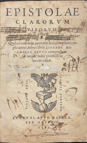 Portada de Epistolae Clarorum Virorum - Giovanni Michele Bruto