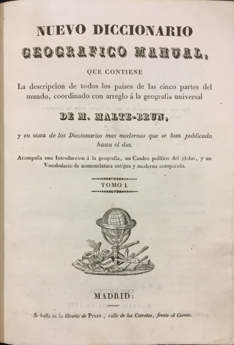Portada de Nuevo Diccionario Geogr�fico Manual. - M. Malte Brun