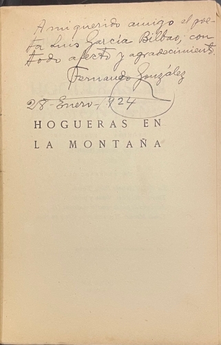 Portada de Hogueras en la Monta�a. Poes�as 1917-1923 - Fernando Gonz�lez