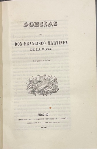 Portada de Poes�as / La Boda y El Duelo / Hern�n P�rez del Pulgar, el de las haza�as. Bosquejo hist�rico - Francisco Mart�nez de la Rosa