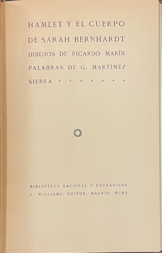 Portada de Hamlet y el Cuerpo de Sarah Bernhardt - G. Martinez Sierra
