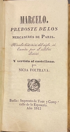 Portada de Marcelo, Preboste de los Mercaderes de Paris./ Casimiro, Rey de Polonia - Petitet / Rousseau de la Valette