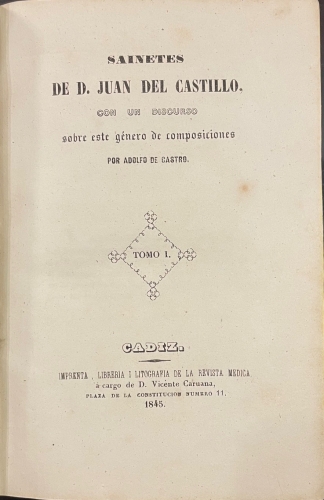 Portada de Sainetes de D. Juan del Castillo - Juan Ignacio Gonz�lez del Castillo