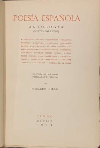 Portada de Poes�a Espa�ola. Antolog�a (Contempor�neos) - Gerardo Diego