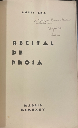 Portada de Recital de Prosa - Angel Ara