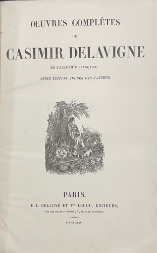 Portada de Oeuvres Compl�tes - Casimir Delavigne
