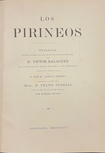 Portada de Los Pirineos. (Los Pirineus) - V�ctor Balaguer