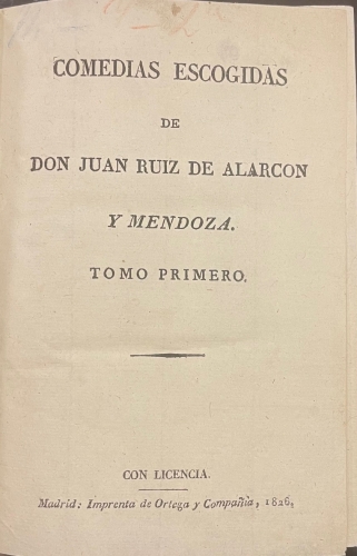 Portada de Comedias Escogidas - Juan Ruiz de Alarc�n