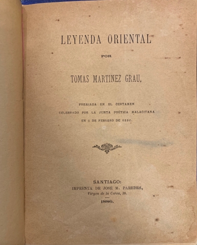 Portada de Leyenda Oriental - Tom�s Mart�nez Grau