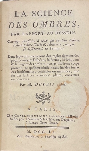 Portada de La Science des Ombres, par rapport au dessein avec Le Dessinateur au Cabinet et a L'Arm�e - M. Dupain