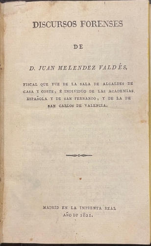 Portada de Discursos Forenses - Juan Mel�ndez Vald�s