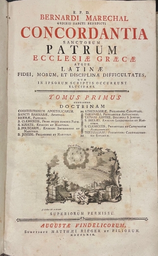 Portada de Concordantia Sanctorum Patrum Ecclesiae Graecae atque Latinae Fidei, Morum, et Disciplinae Difficultates - Bernardi Marechal