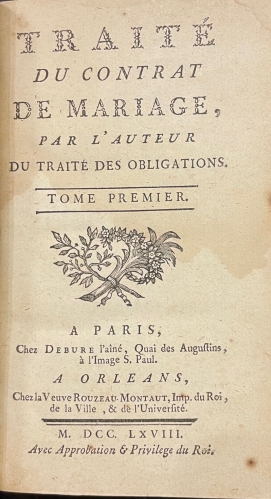 Portada de Trait� du Contrat de Mariage