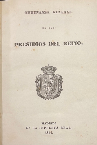 Portada de Ordenanza General de los Presidios del Reino