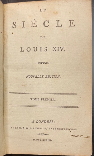 Portada de Le Si�cle de Louis XIV - Voltaire