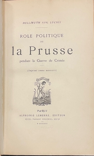 Portada de Role Politique de La Prusse pendant la Guerre de Crim�e - Hellmuth von Lucius