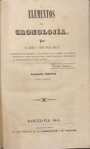 Portada de Elementos de Cronolog�a - Pedro Felipe Monlau