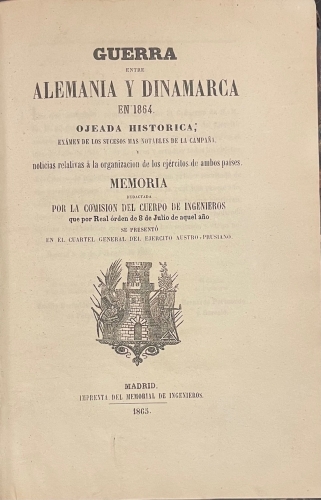 Portada de Guerra entre Alemania y Dinamarca en 1864. Ojeada hist�rica  - Emilio Bernaldez y Fern�ndez de Folgueras y Bernardo Portuondo y Barcel�