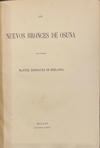 Portada de Los Nuevos Bronces de Osuna - Manuel Rodriguez de Berlanga