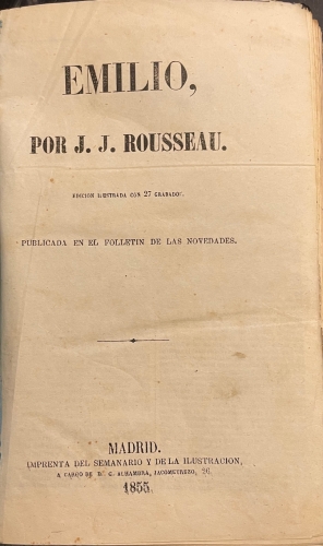 Portada de Emilio - J. J. Rousseau