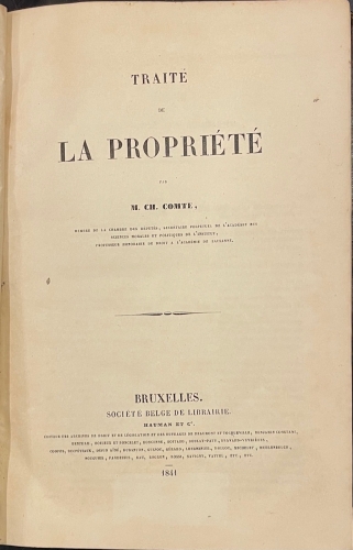 Portada de Trait� de La Propri�t� - M. Ch. Comte