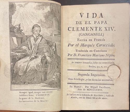 Portada de Vida de El Papa Clemente XIV (Ganganeli) - Marqu�s Caracciolo