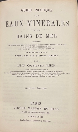 Portada de Guide Pratique aux Eaux Min�rales et aux Bains de Mer - Constantin James