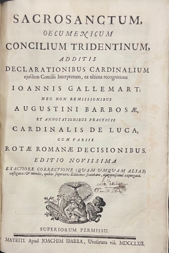 Portada de Sacrosanctum Oecumenicum Concilium Tridentinum  - Juan Gallemart