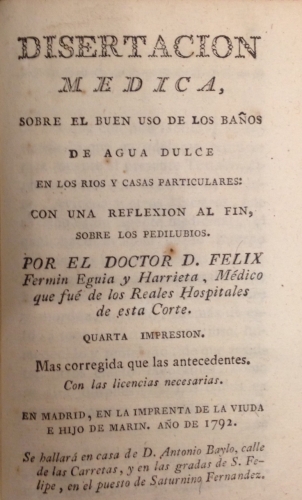 Portada de Variedades Literarias � Colecci�n de Piezas escogidas de Literatura, asi originales, como traducidas de diversos idiomas al Frances, pertenecientes � las Artes y Ciencias/ Disertaci�n M�dica sobre el buen uso de los ba�os de agua dulce - Arnod y Suard / Felix