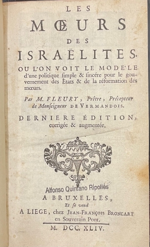 Portada de Les Moeurs des Israelites/ Les Moeurs Des Chretiens - M. Fleury