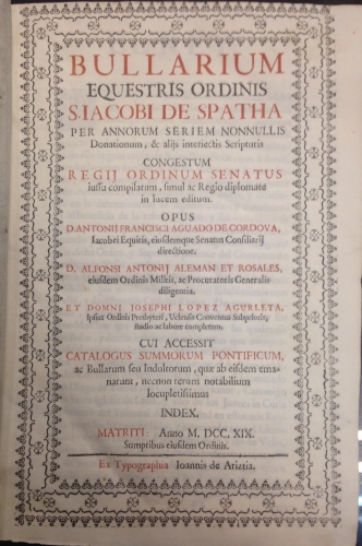 Portada de Bullarium Equestris Ordinis S. Jacobi de Spatha