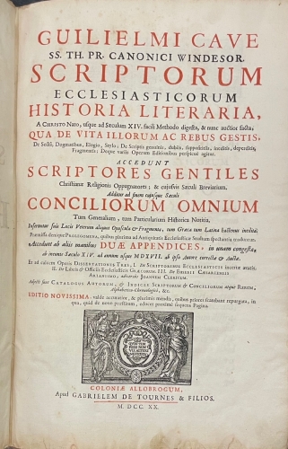 Portada de Scriptorum Ecclesiasticorum Historia Literaria, a Christo Nato, usque ad Saeculum XIV - William Cave