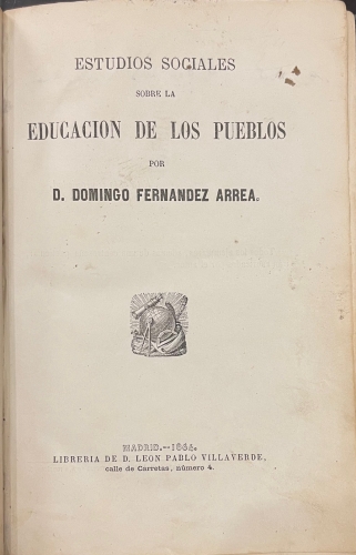 Portada de Estudios sociales sobre la Educaci�n de los Pueblos - Domingo Fern�ndez Arrea