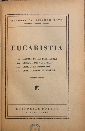 Portada de Eucaristia - Tiham�r T�th