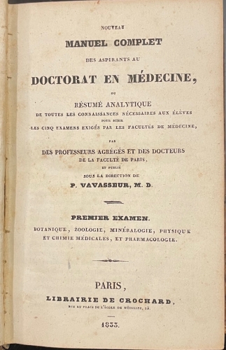 Portada de Nouveau Manuel Complet des Aspirants au Doctorat en M�decine - P. Vavasseur